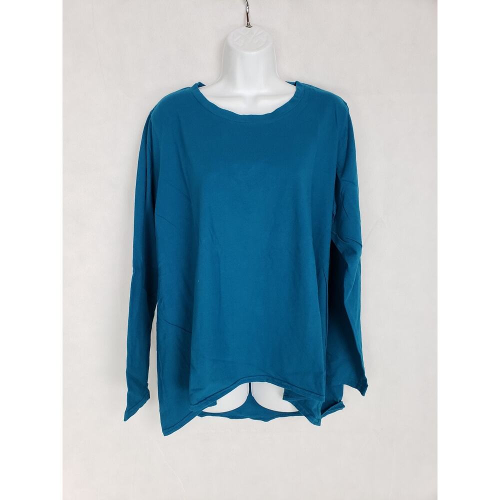 Used CUT LOOSE long Sleeve Teal 100% Cotton Shirt Lagenlook Sz XL USA Made